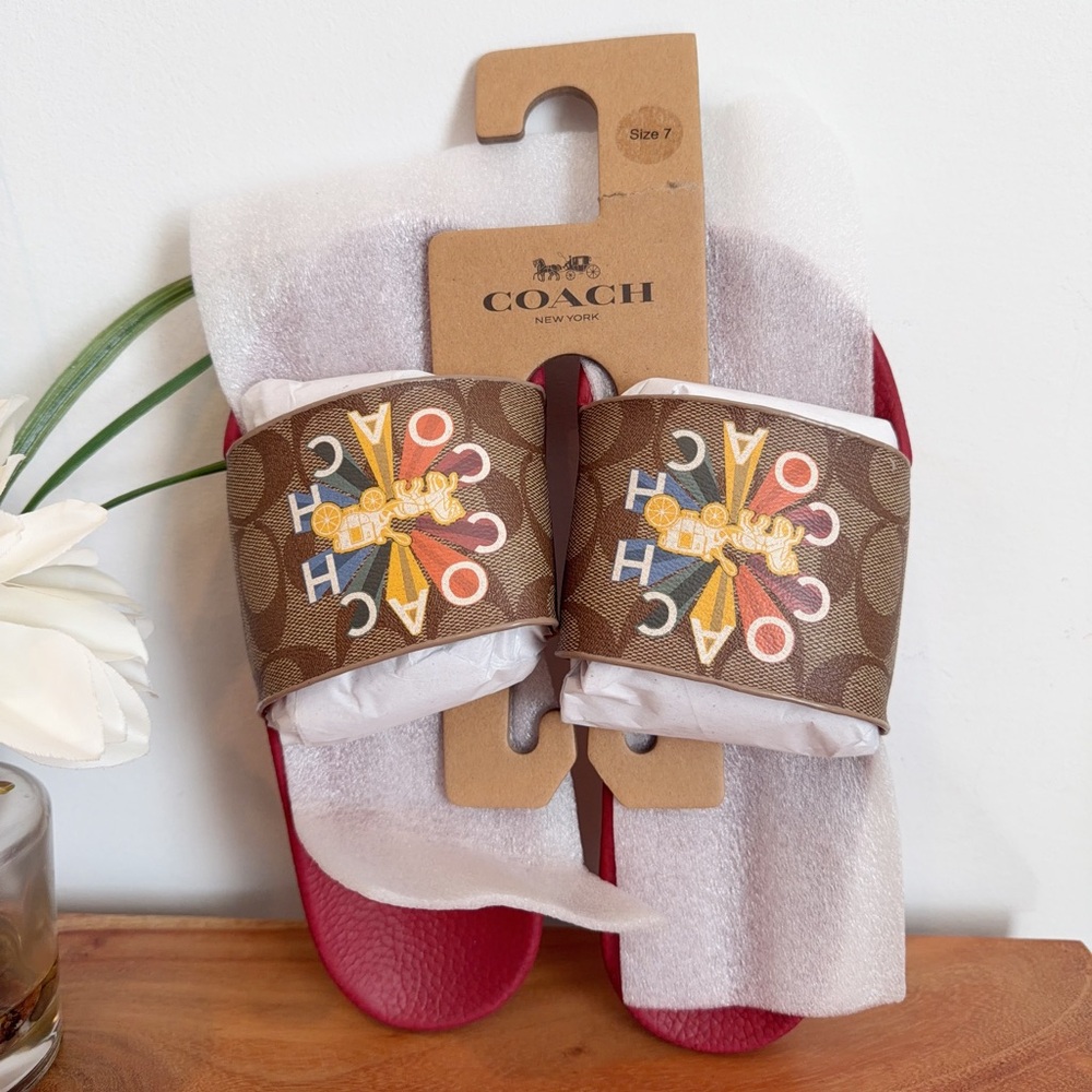 NWT Coach Uli Sport Slide With Floral Print size US7 - Picture 3 of 8